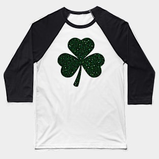 St Patricks Day, Dark Green Faux Glitter 3 Leaf Clover Baseball T-Shirt